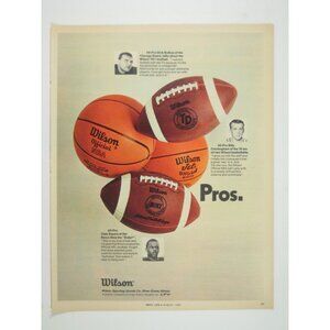 Wilson Official Sports Balls 1969 Ad Footballs Basketballs NFL Sayers Butkus NBA